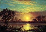 Albert Bierstadt Evening, Owens Lake, California painting